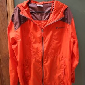 Columbia Mens Orange and Brown Rain Jacket Lightweight